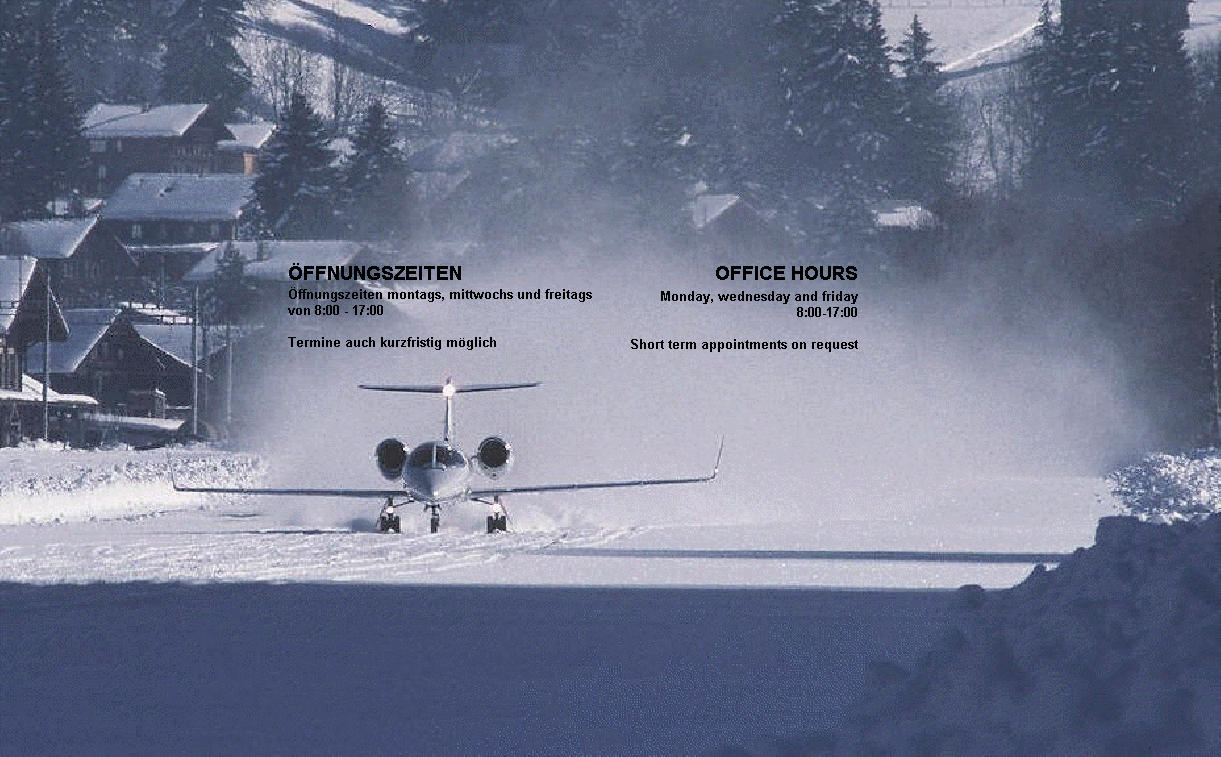 Auf Schnee startender Business-Jet